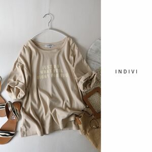 インディヴィ INDIVI☆洗える コットン100％ フロントロゴTシャツ 38サイズ☆A-O 3030