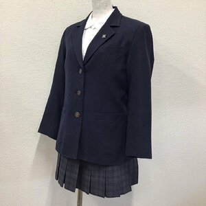 O310/T(中古)東京都 瑞穂農芸高校 女子制服3点 /校章/M/W63/ブレザー/ブラウス/スカート/紺/チェック柄/冬服/高校/女子学生/制服/学生服