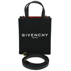 ジバンシィ GIVENCHY Gトート バーティカルミニ BB50R9B1F1 ハンドバッグ トート 2way ショルダー ブラック 黒 キャンバス レザー 中古