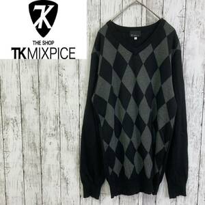 THE SHOP TK MIXPICE★ザ ショップ ティーケー ミクスパイス★Vネックセーター ハーリキンチェック★サイズ4　9-143