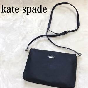 kate spade ナイロン レザー ロゴ ショルダーバッグ ポシェット 黒 ケイトスペード クロスボディ ブラック