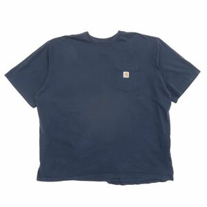 古着 カーハート CARHARTT ポケットTシャツ ワンポイント ネイビー サイズ表記：4XL　gd79655