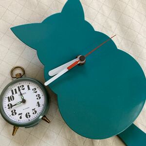 シチズン 手巻き アラーム付き 置き時計 猫シルエット 掛け時計 ジャンクセット 昭和レトロ