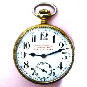 未使用の専用の赤いケース入り　『CHRONOMETRE　WATTMAN LEVER15JEWELS』刻印入り稼働作動中・・１３