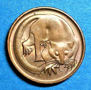 311 【フクロウモモンガ】　オーストラリア　1セント硬貨　エリザベス2世