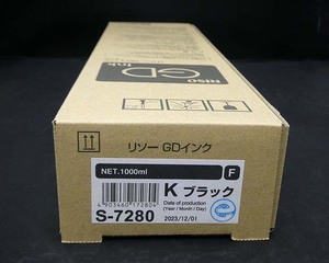 【RISO/理想科学】 リソー　純正　GDインク　S-7280（ブラック） 1000ml　新品未開封品