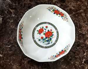 色絵大皿　菓子鉢 花鳥 大盛皿 盛鉢 和食器　工芸品