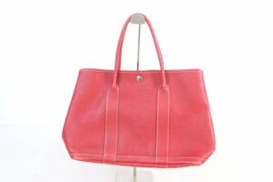 【ト足】CBZ01CAA1F エルメス HERMES トートバッグ ハンドバッグ ガーデンパーティ レザー レッド系