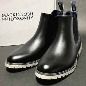 新品 MACKINTOSH PHILOSOPHY マッキントッシュ フィロソフィー サイドゴア レイン ブーツ M 26~26.5 ブラック 晴雨兼用