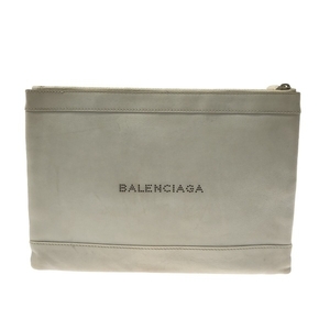 バレンシアガ BALENCIAGA クラッチバッグ 373834 ネイビークリップM レザー ライトグレー バッグ