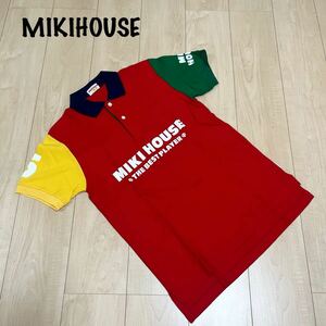 新品　未使用　MIKIHOUSE ミキハウス　ポロシャツ 野球　メンズ　Sサイズ　半袖ポロシャツ マルチカラー　日本製　レトロ