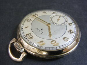 ★☆稼働品 ELGIN エルジン 10K金無垢懐中時計 55.45g 1935年製 15石手巻き アンティーク☆★ 商品説明ELGIN エルジンの懐中時計です。