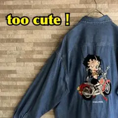 90s　TOO CUTE！　デニムシャツ　ベティブープ　USA製　バック刺繍