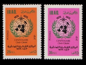 dσ28y3-6i　イラク1973年　世界気象機関100周年・2枚完　MNH/A