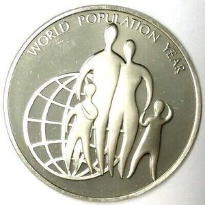 限定品 1974年 国際連合　国連総会　世界人口年制定 純銀製 シルバー 造幣局製 記念メダル 記章 コイン 国連紋章　地球 章牌