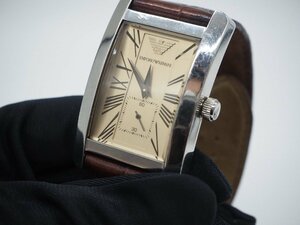 【ジャンク】EMPORIO ARMANI エンポリオアルマーニ AR-0154 スモセコ ブラウン系文字盤 メンズ腕時計 QZ キングラム[fnk]