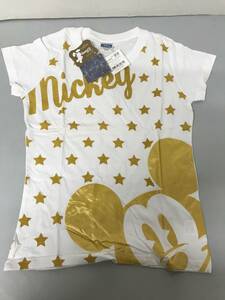 Disney　ディズニー　キラキラプリント　Tシャツ　ミッキー　ホワイト　フリーサイズ　レディース