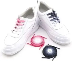 ❤️靴紐 グラデーション色靴ひも❤️シューレースコットン平型グレー&ピンク2足分