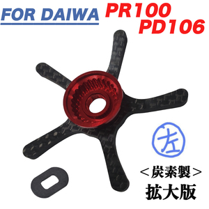 左用赤色 ダイワ Daiwa PR100 PD106 用 ドラグ スタードラグ 炭素 カーボン ロングアーム ドレスアップ カスタムパーツ