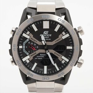 ■ 1円 ～ 正規 中古 美品 参定3.3万■ カシオ CASIO ■ EDIFICE ECB-2000YD-1AJF ■箱保 シルバー ブラック タフソーラー メンズ