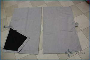 トラックカーテン リヤカーテン 表グレー/裏黒 ノーマルタイプ 巾85ｘ丈70cm(2枚入り) 1級遮光性｜ベット後ろにも使えます