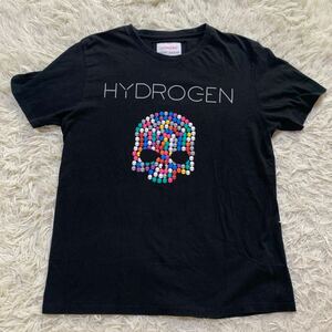 HYDROGEN ハイドロゲン　Tシャツ マルチカラー　ドクロ　ブラック　Lサイズ　ロゴTシャツ 半袖 