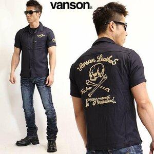【特価！！】 VANSON LEATHERS 【定価\13800+税】 半袖開襟シャツ NVSS-2101 BLACK サイズ M