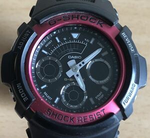 290-0505 CASIO カシオ G-SHOCK メンズ腕時計　ラバーベルト　クオーツ　アナデジ 黒　ブラック　AW-591 電池切れ　動作未確認