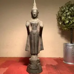 13世紀スコータイ ・アユタヤ様式「釋迦牟尼佛」托鉢如来・出土青銅仏