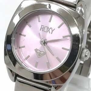 ROXY ロキシー 腕時計 RX215 クオーツ スクエア ピンク シルバー ウォッチ シンプル ラインストーン レディース 電池交換済み 動作確認済み