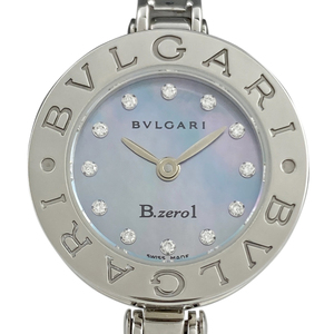 ブルガリ BVLGARI ビーゼロワン B.zero1 12Pダイヤ BZ22S 腕時計 SS ダイヤモンド クォーツ ブルー レディース 【中古】