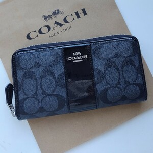 【新品】COACH コーチ 長財布 シグネチャー 　ブラックスモーク