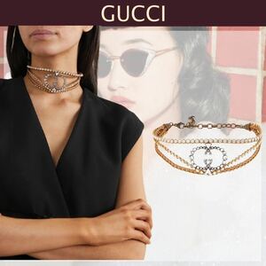 GUCCI☆グッチ☆2020コレクションモデル!!ダブルGGクリスタルビジューチョーカー！レアモデル!!美品!!