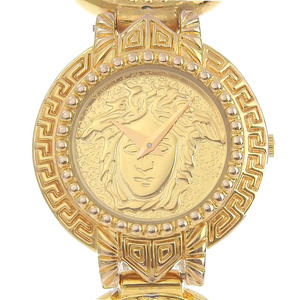 VERSACE ヴェルサーチ メデューサ 7008012 腕時計 金メッキ ゴールド クオーツ レディース ゴールド文字盤【I163023021】中古