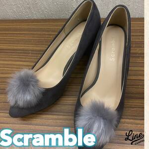靴 ◆ Scramble ◆ パンプス LLサイズ 約24.5cm グレー スエード調 レザー ◆ レディース シューズ