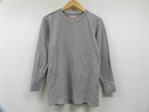 THE FLAT HEAD フラットヘッド 日本製 7分袖 Tシャツ 無地 丸首 七分袖 トップス グレー メンズ サイズ40