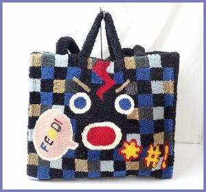 ★FENDI/フェンディ 2016AWコレクション ボアトートバッグ マルチカラー/ブロックチェック/A4対応/肩掛けOK/イタリア製&1974900021