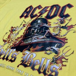 ADZI 1スタ 黄色 バンド Tシャツ ACDC 鐘 ガイコツ 90s 00s ビンテージ アメリカ 古着 ベール 卸 仕入れ