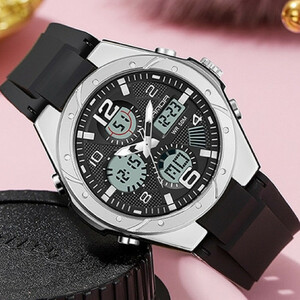 【ブラック×シルバー】レディース 高品質腕時計 海外人気ブランド SANDA sports watch 防水 クロノグラフ クォーツ式