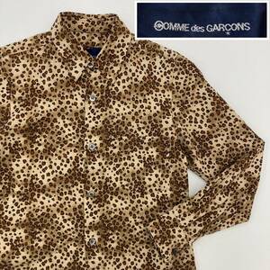 AD2000 青山 COMME des GARCONS レオパード 長袖 シャツ Sサイズ コムデギャルソン 豹柄 ブラウス VINTAGE archive 3100265