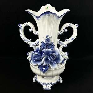 DeMain ドマン ITALY イタリア製 フラワーベース 花瓶 高さ約33cm TO-125 インテリア用 [U12999]