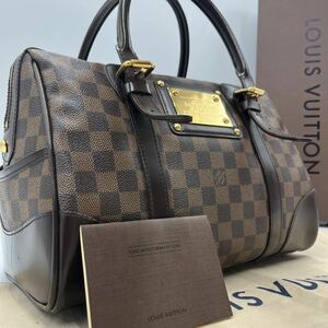 《鑑定済》LOUIS VUITTON ルイヴィトン ロゴプレート ハンドバッグ ミニボストン N52000 バークレー ダミエキャンバス エベヌ ブラウン