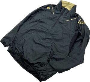 DESCENTE ☆ ナイロンジャケット ハーフジップ ウィンドジャケット ブラック ゴールド M 通年 野球 スポーツ トレーニング デサント■CD272