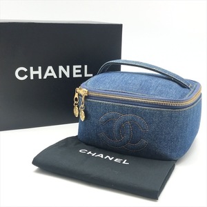 美品 CHANEL シャネル ココマーク デニム ミニ ハンド バニティ バッグ ブルー a2597