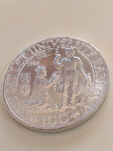 チェコスロバキア 1948 100コルナ銀貨 600 years of Charles University