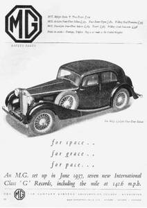 ◆1937年の自動車広告　MG　4ドアセダン