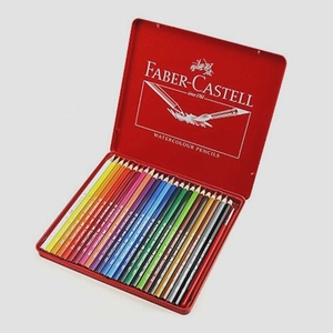 送料無料★ファーバーカステル FABER-CASTELL 水彩色鉛筆 24色 赤缶