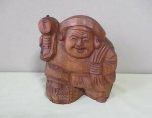 木彫の大黒天像（２０㎝大）：神仏像（縁起物）・彫像・アンティーク・東洋彫刻・美術品