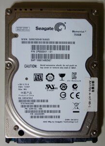 3752 2.5インチ内蔵SATAハードディスク 9.5mm 750GB Seagate ST9750423AS LIFEBOOK AH77/G Windows7Homeリカバリ領域あり 使用615時間