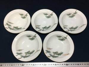 5枚組 Noritake ノリタケ NIPPON TOKI KAISHA 小皿 盛皿 深皿 取り皿 分け皿 洋食器 和食器 松 模様柄 白磁 金彩縁 植物 柄 模様 珍品 美品